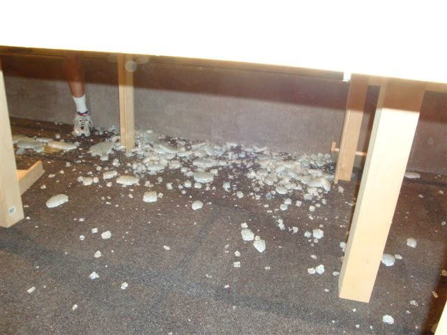 Installers had this glass in hand when it shattered with a BANG! No injuries, thank goodness.