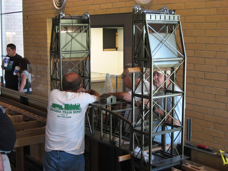 The counterweights are supported by HDPE blocks while cable are attached to the bridge.