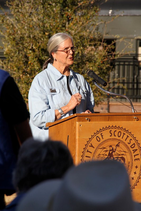 Sharee Brookhart, daughter of Guy Stillman for whom the park is named and who’s endowment made the park possible, greets the guests