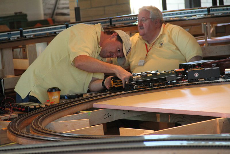 Wesley Schriver and Wayne Ross ready a consist on track #4