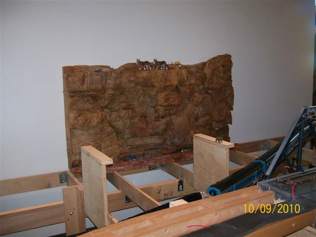 Jim Bergero created this panel as a canyon sample/ This one is complete with animals, people and aq canoe in the stream.