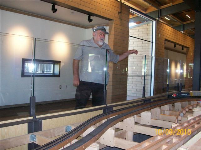Dave Brown takes a break from the GCMR display to check things out.