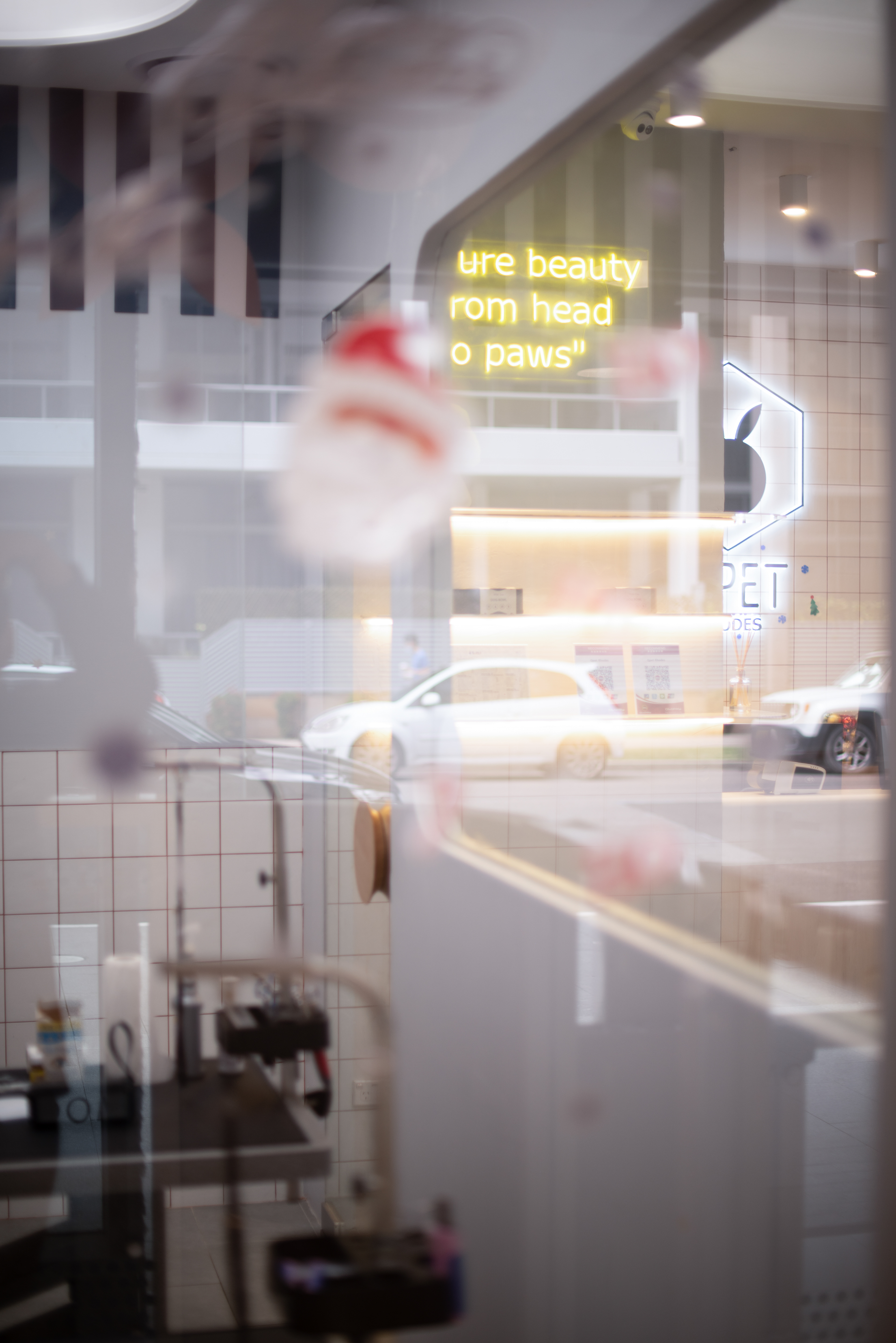 three distinctive areas are connected by viewing glass, creating more transparency to the areas.