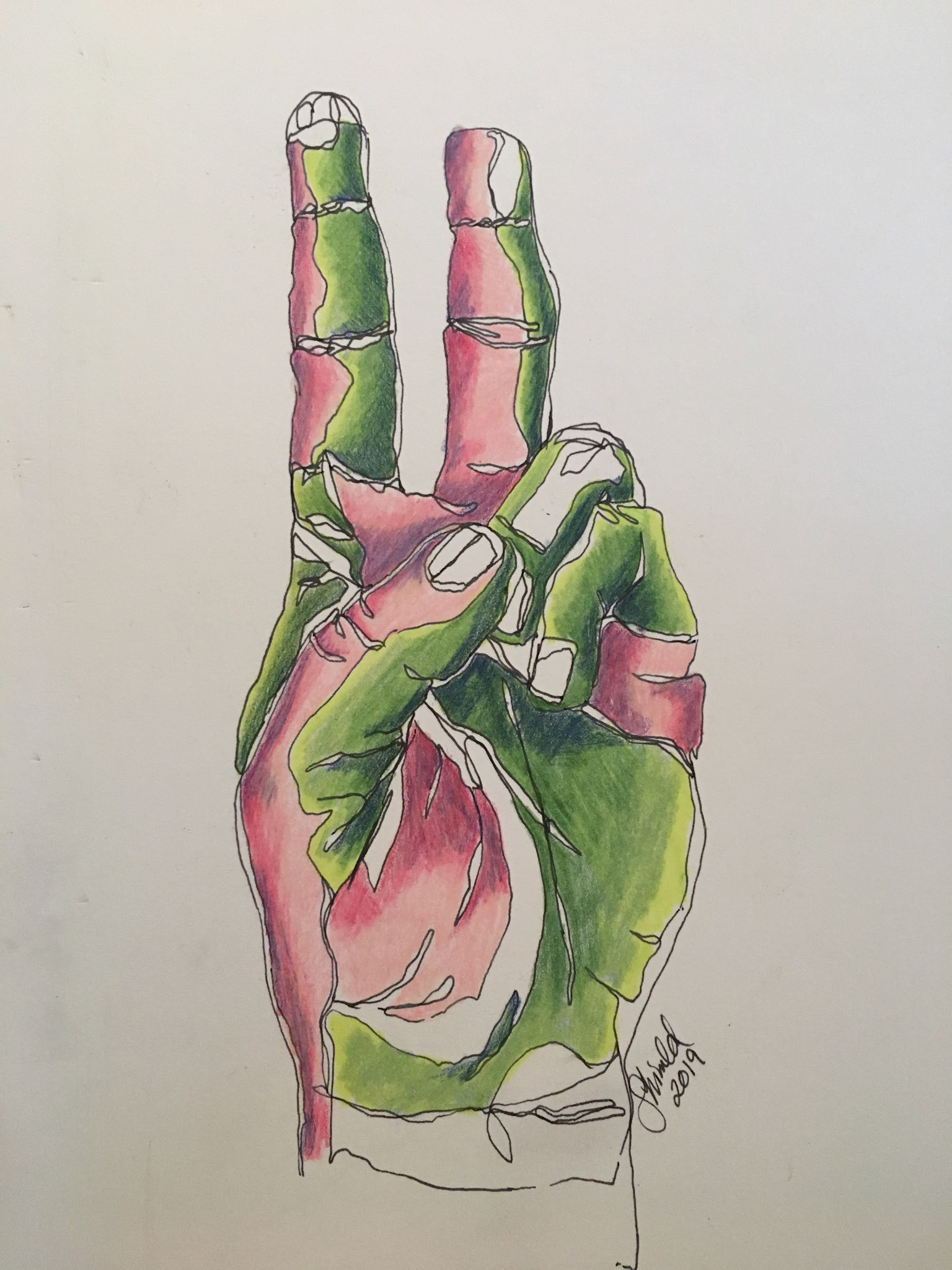 PEACE, 8”X5”, Pen and Ink with Colored Pencil, $65.