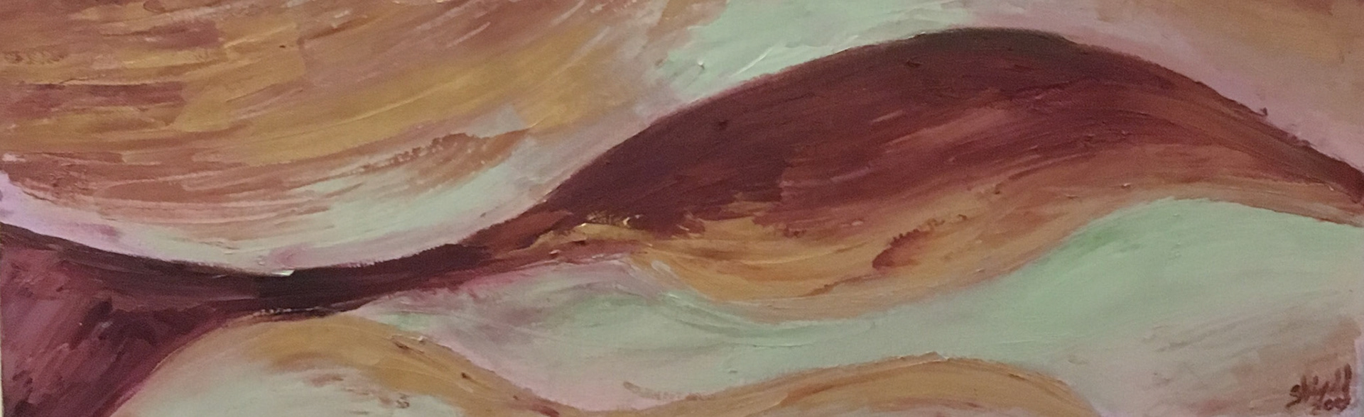 GLORY OF THE SUN, Oil on Canvas, 8"X24", $225.
