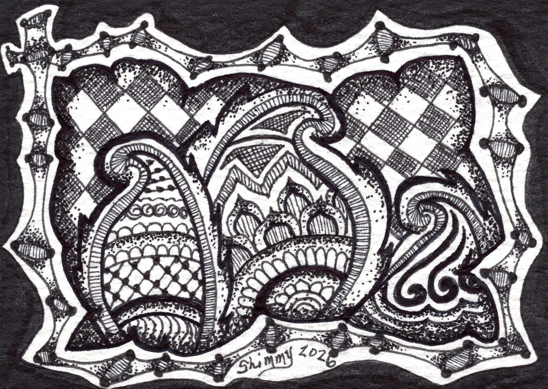Sprouting Silence, The Meditative 13 Series 2 of 13, 2026, Pen and Ink, 2.5"x3.5", Check Shop Link for Availability