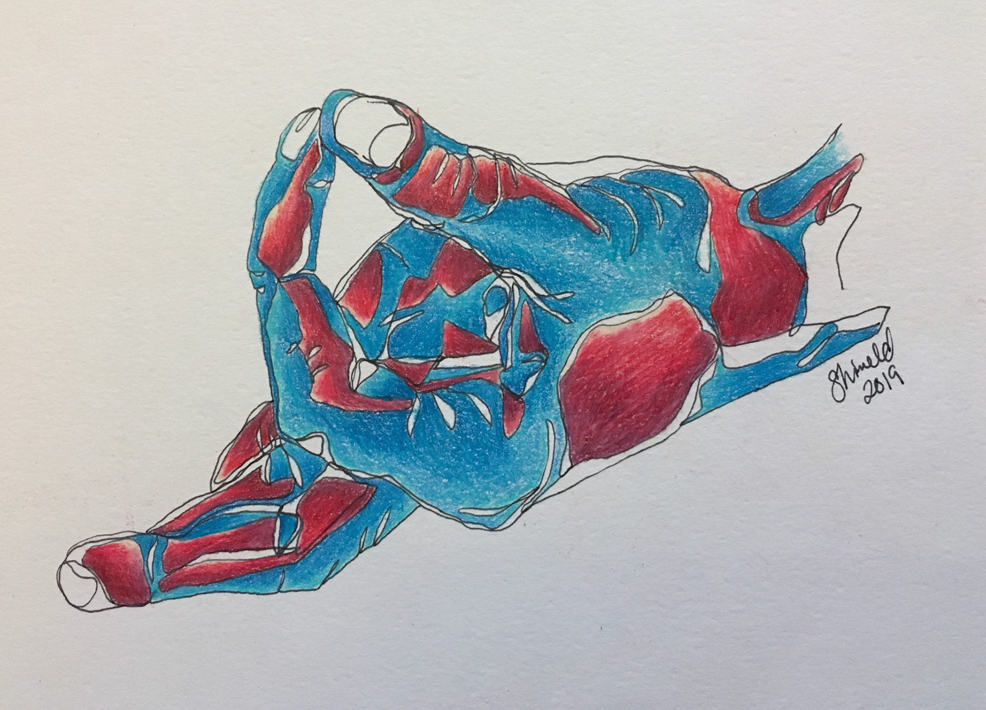 CRYSTAL’S HAND, 7”X5”, Pen and Ink with Colored Pencil, $65.