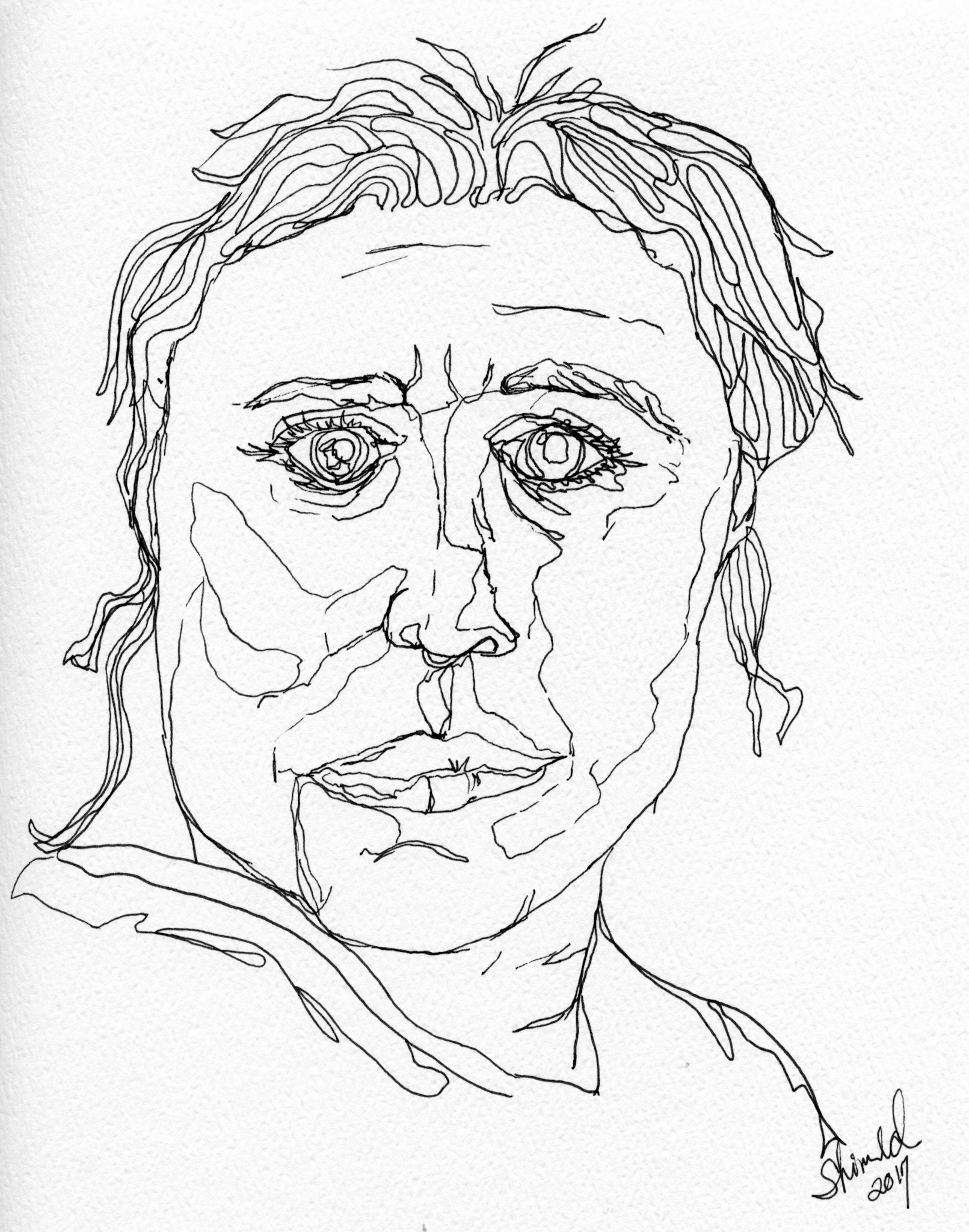 SELF PORTRAIT, Pen and Ink, NFS.