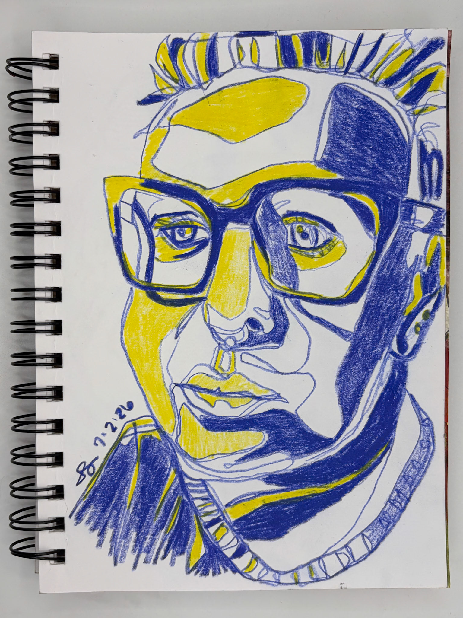 “Self Portrait Challenge: Day 30 of 40," Colored Pencil, 2026, 5.5” x 8.5", NFS