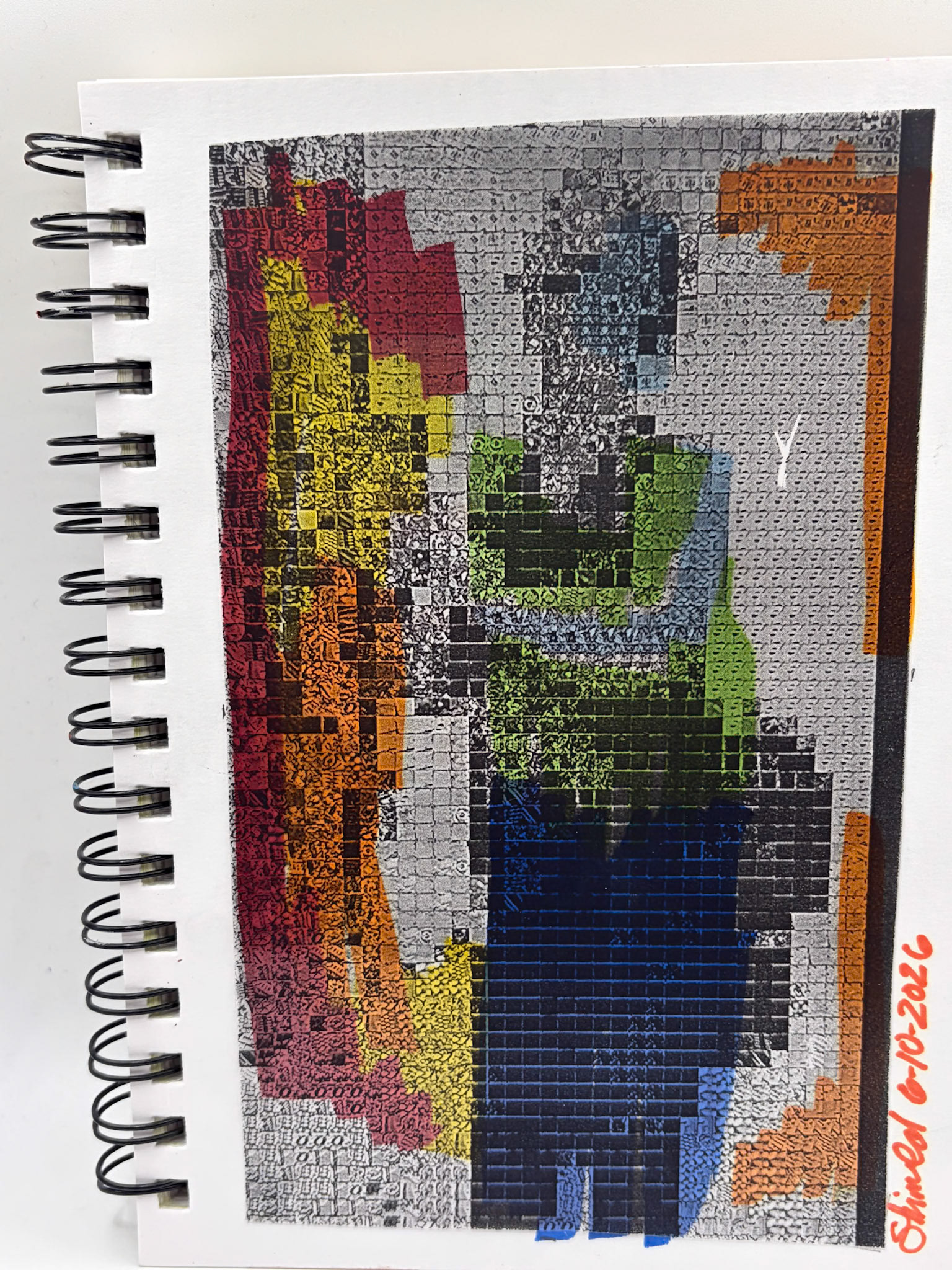“Self Portrait Challenge: Day 7 of 40," Illustration Markers and Inkjet Transparency, 2026, 5.5” x 8.5”, NFS