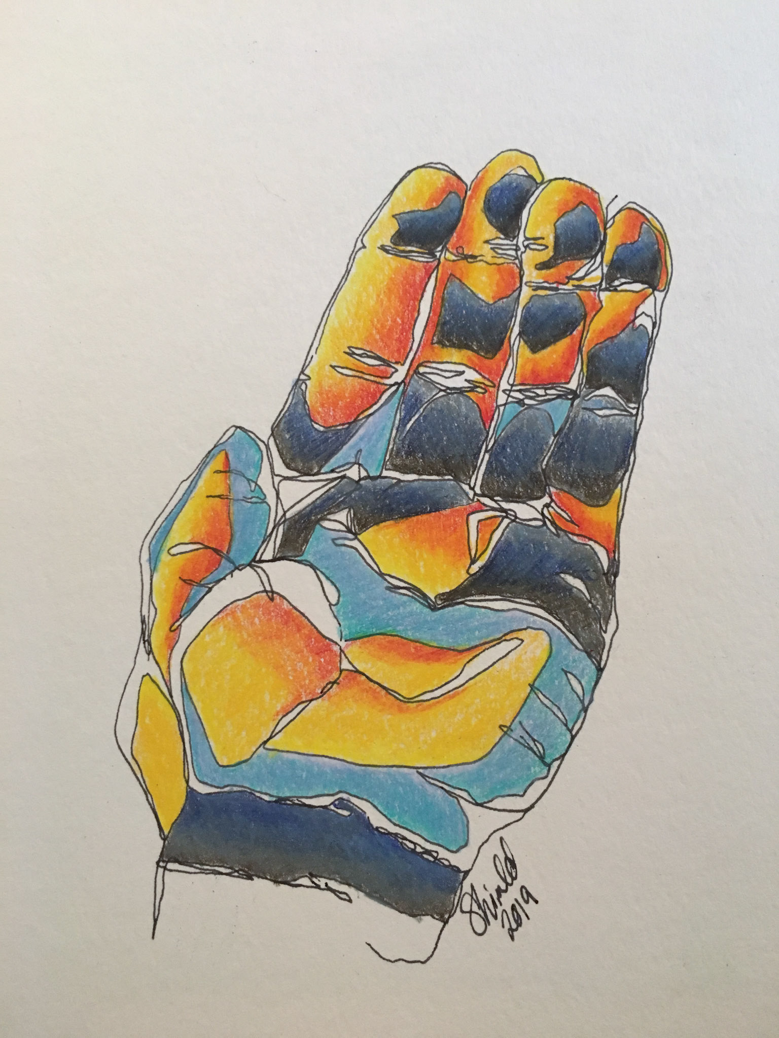 GIVING AND RECEIVING, 6”X5”, Pen and Ink with Colored Pencil, $65. 