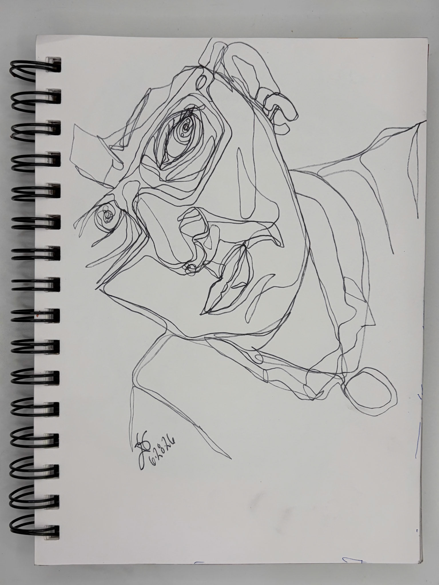 “Self Portrait Challenge: Day 25 of 40," Pen and Ink, 2026, 5.5” x 8.5”, NFS