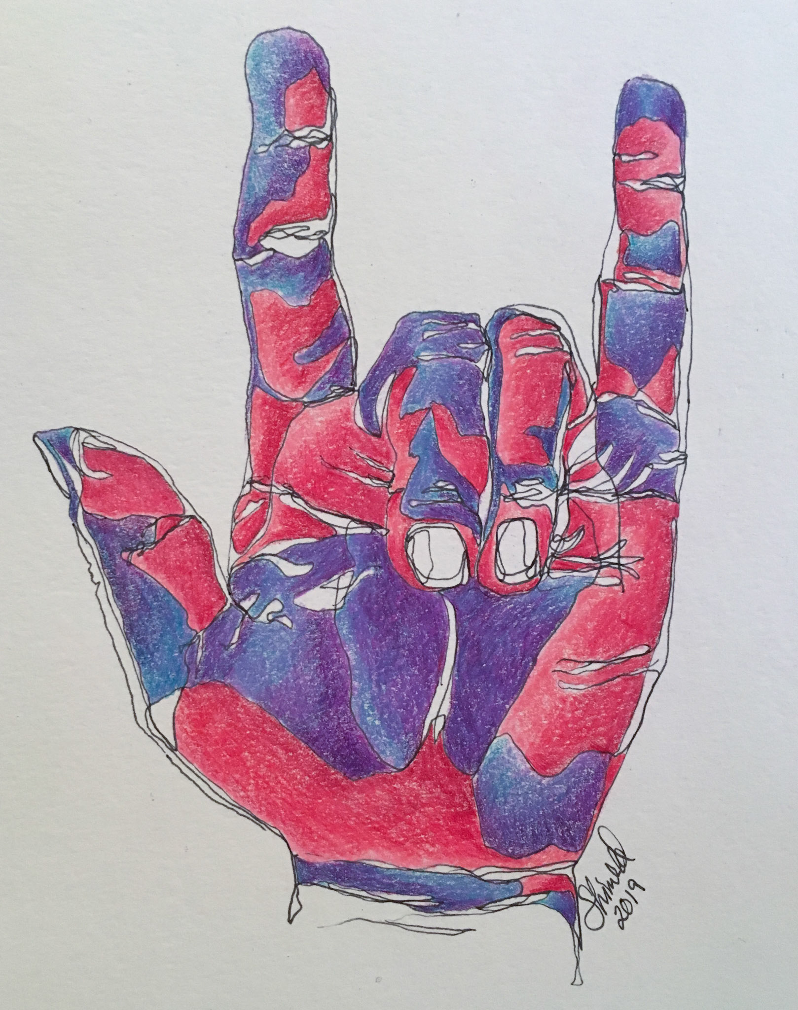 I LOVE YOU, 6”X8”, Pen and Ink with Colored Pencil, $65. 