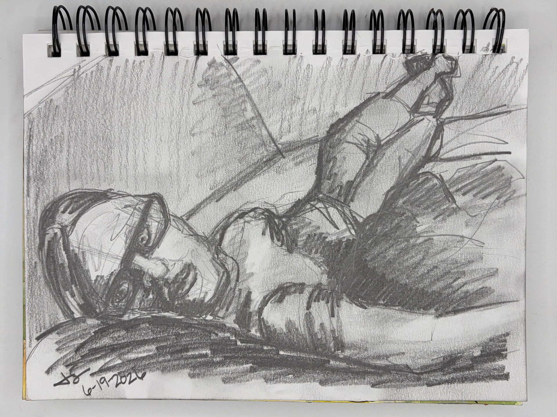 “Self Portrait Challenge: Day 16 of 40," Graphite Pencil, 2026, 8.5” x 5.5”, NFS