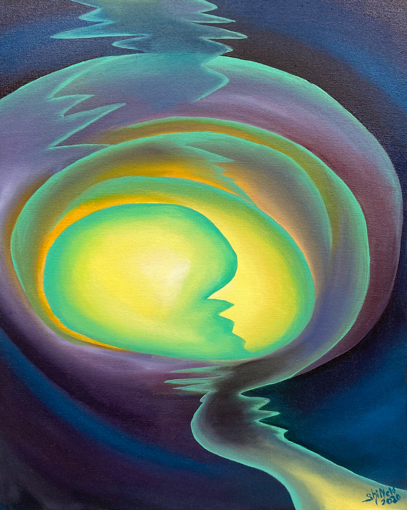 COSMIC WOMB, Oil on Canvas, 2020, 20"x16", Private Collection