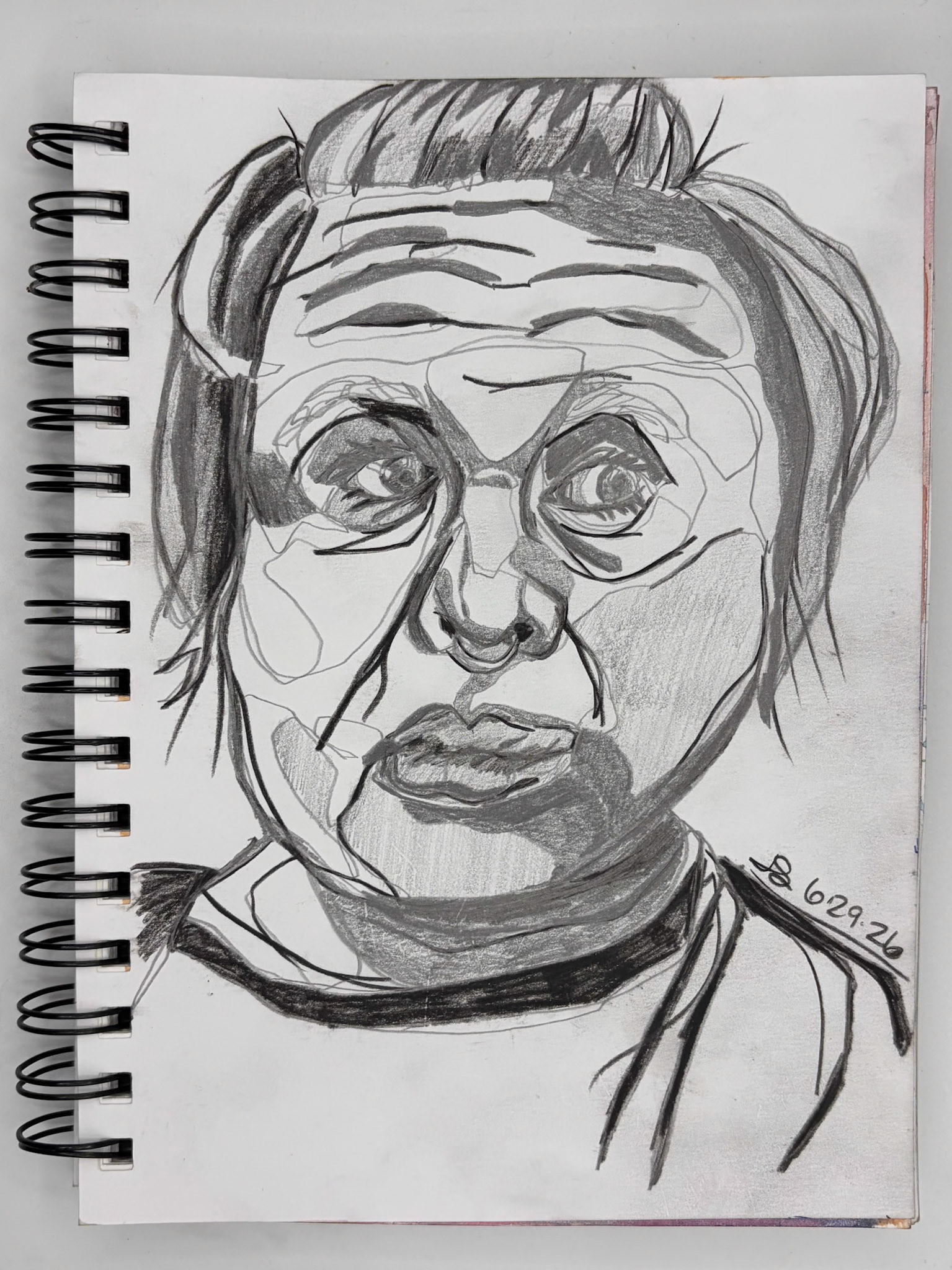 “Self Portrait Challenge: Day 26 of 40," Graphite Pencil, 2026, 5.5” x 8.5", NFS