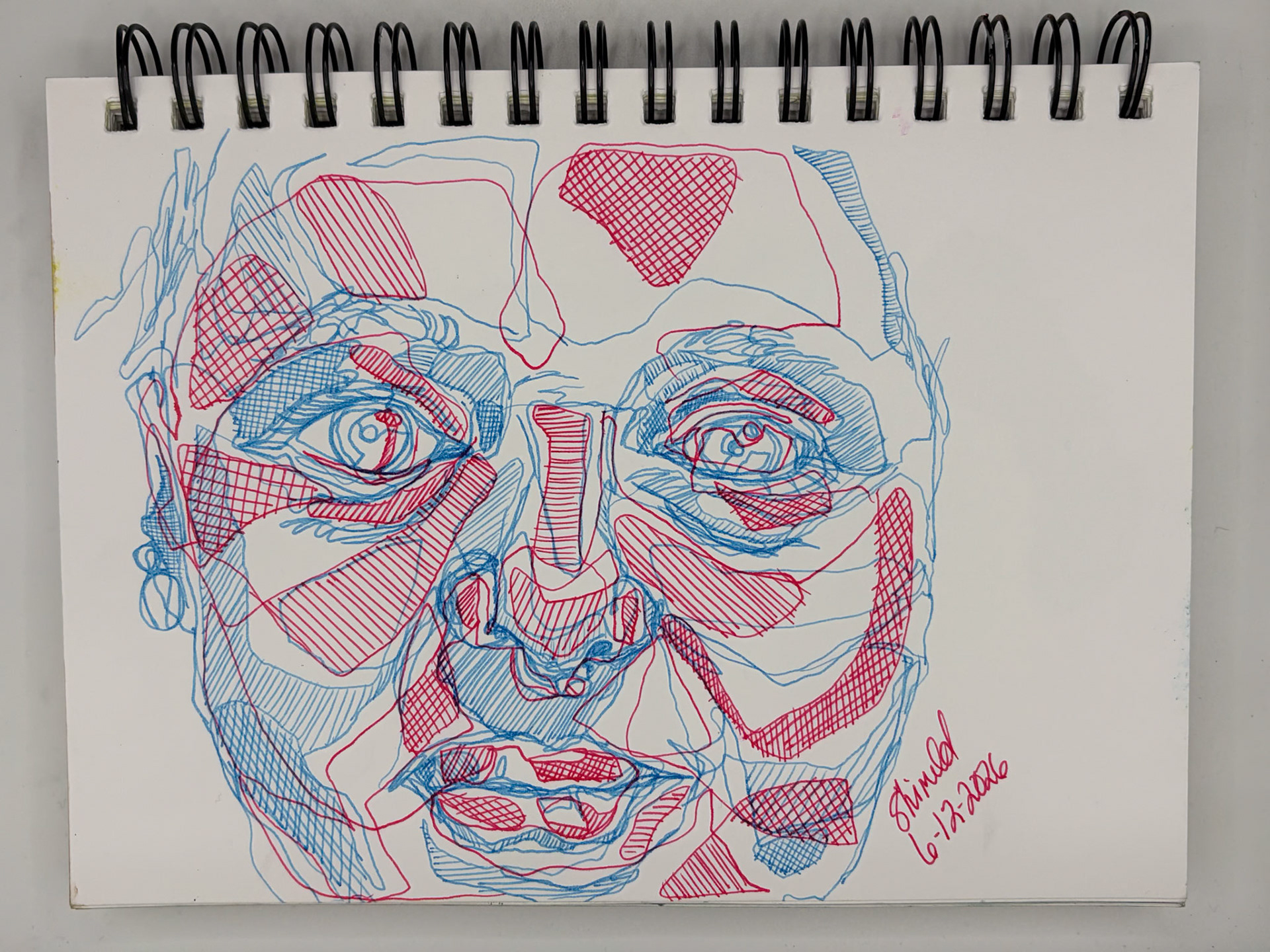 “Self Portrait Challenge: Day 9 of 40," Pen and Ink, 2026, 8.5” x 5.5”, NFS