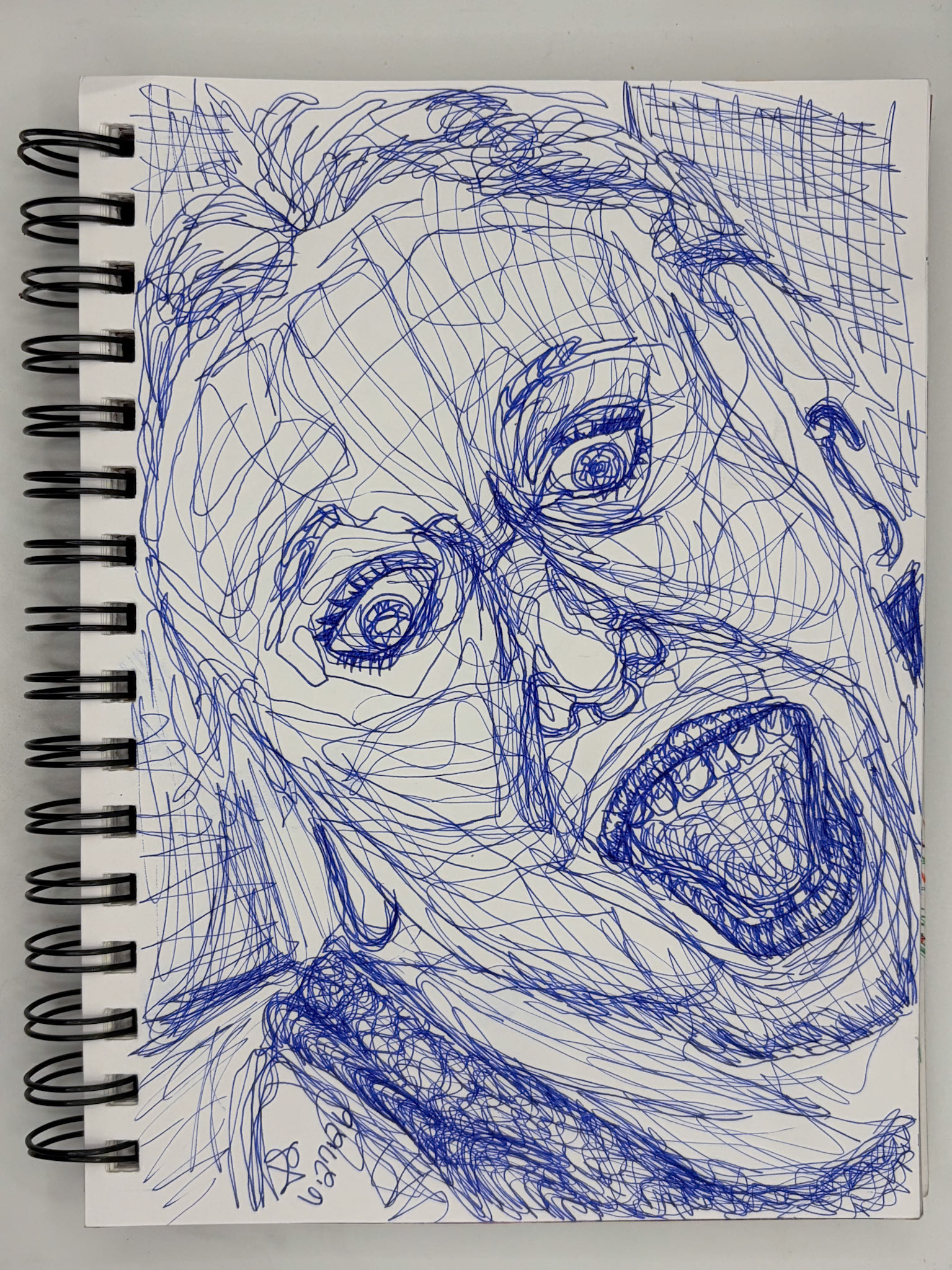 “Self Portrait Challenge: Day 24 of 40," Pen and Ink, 2026, 5.5” x 8.5”, NFS