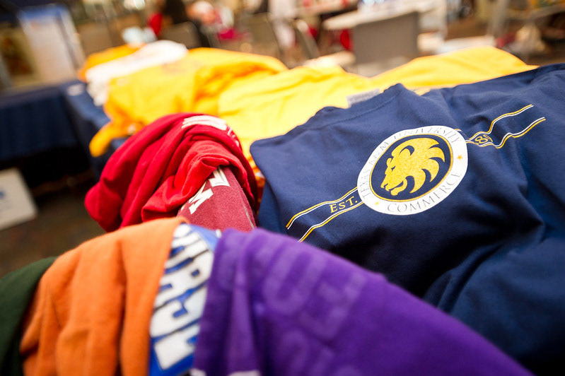 A photo of the type of non-branded apparel turned in. This included outdated A&M-Commerce branded apparel.