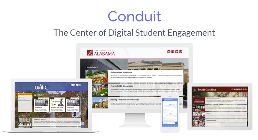 A screenshot of the Conduit homepage showing a few views from the customer's perspective..