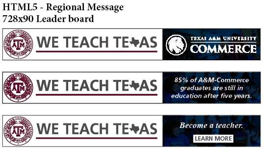 An example set featuring the a university in the A&M System that has limited space for content.