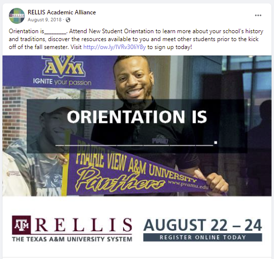 I created a campaign to promote the attendance for orientation for admitted students.