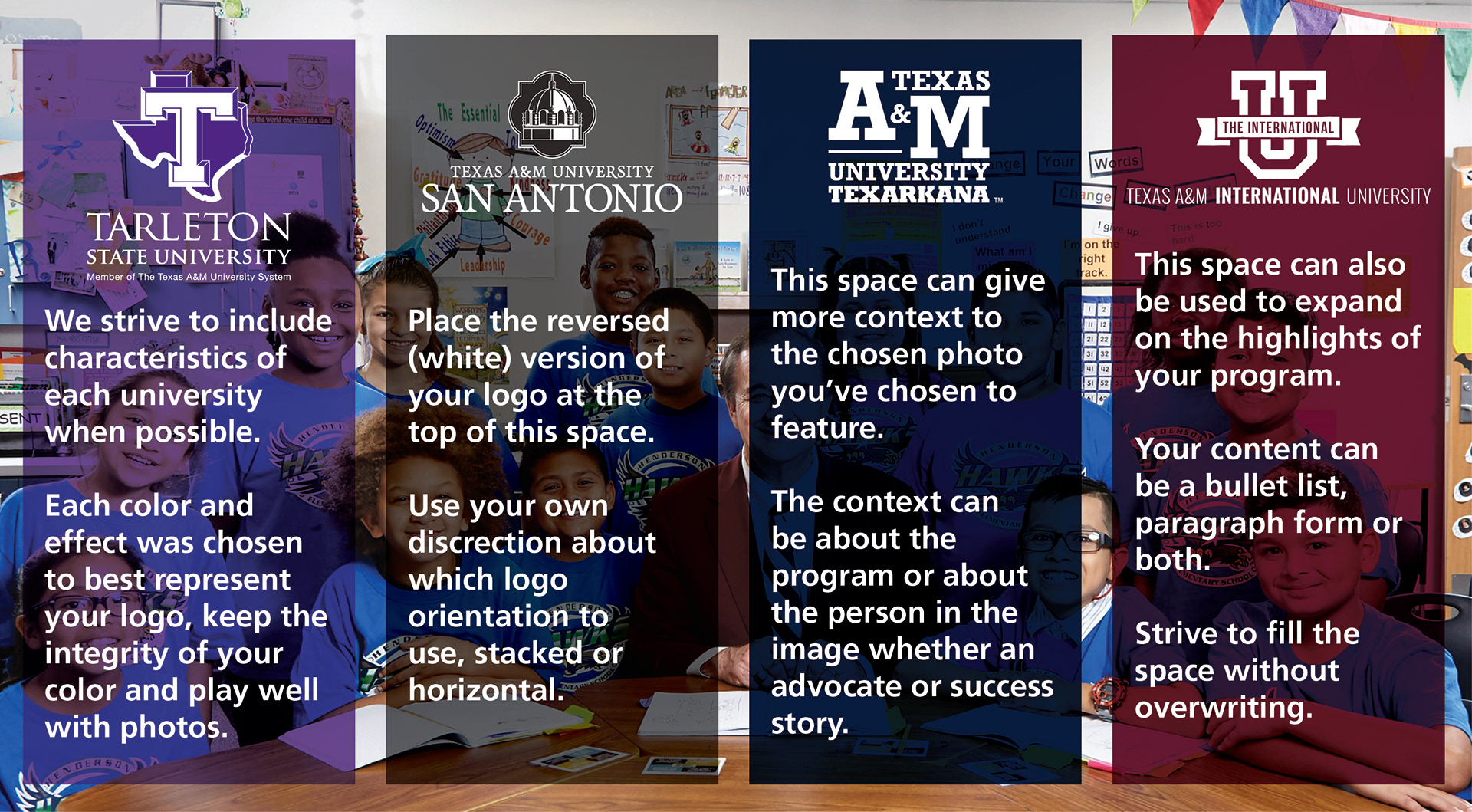 This image shows guidance on how to handle logos for this campaign.