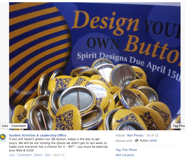 We promoted the design contest consistently when passing out buttons.