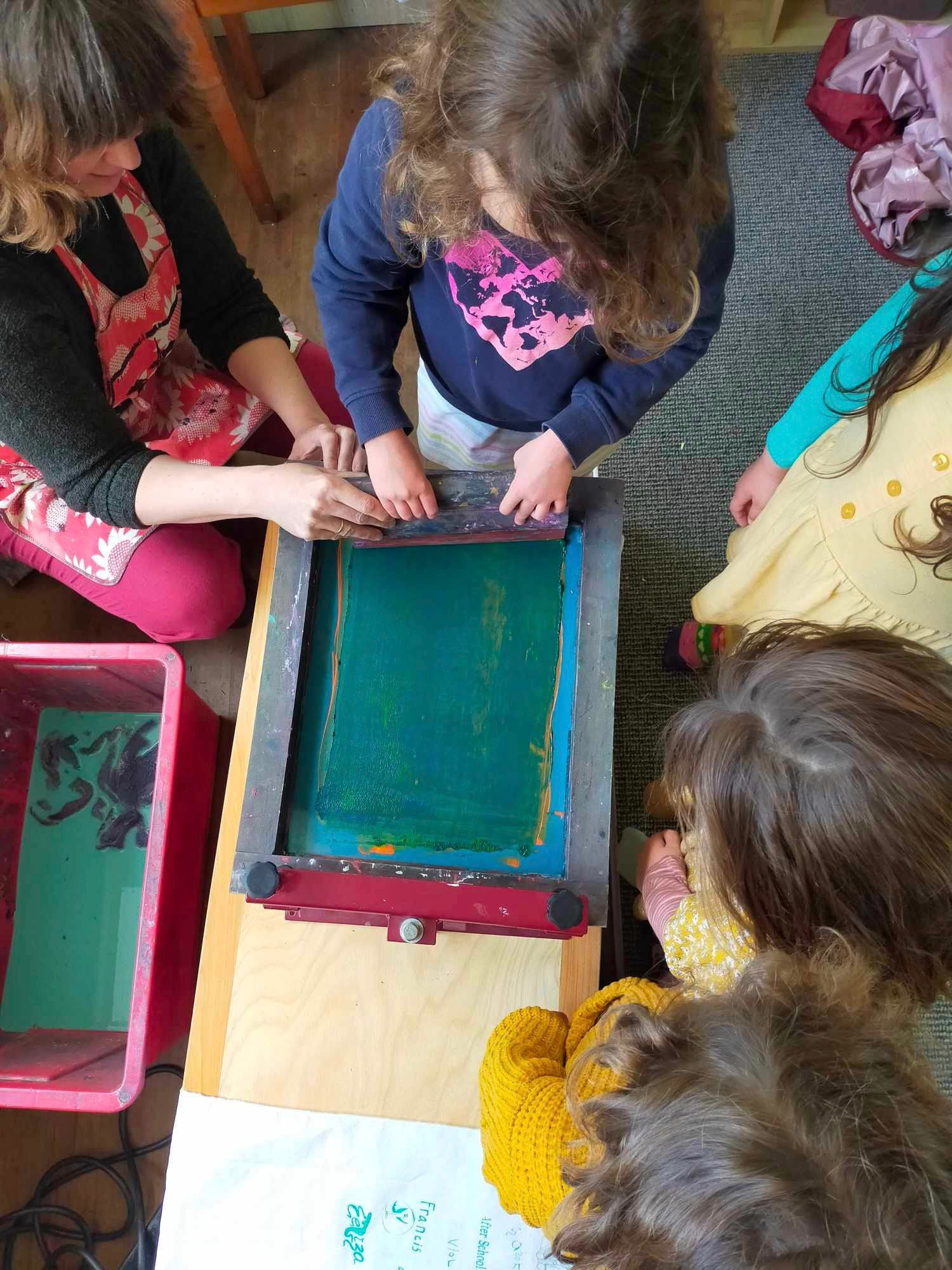 Teaching the tiny ones printing at an after school care group I facilitated and ran through local school.