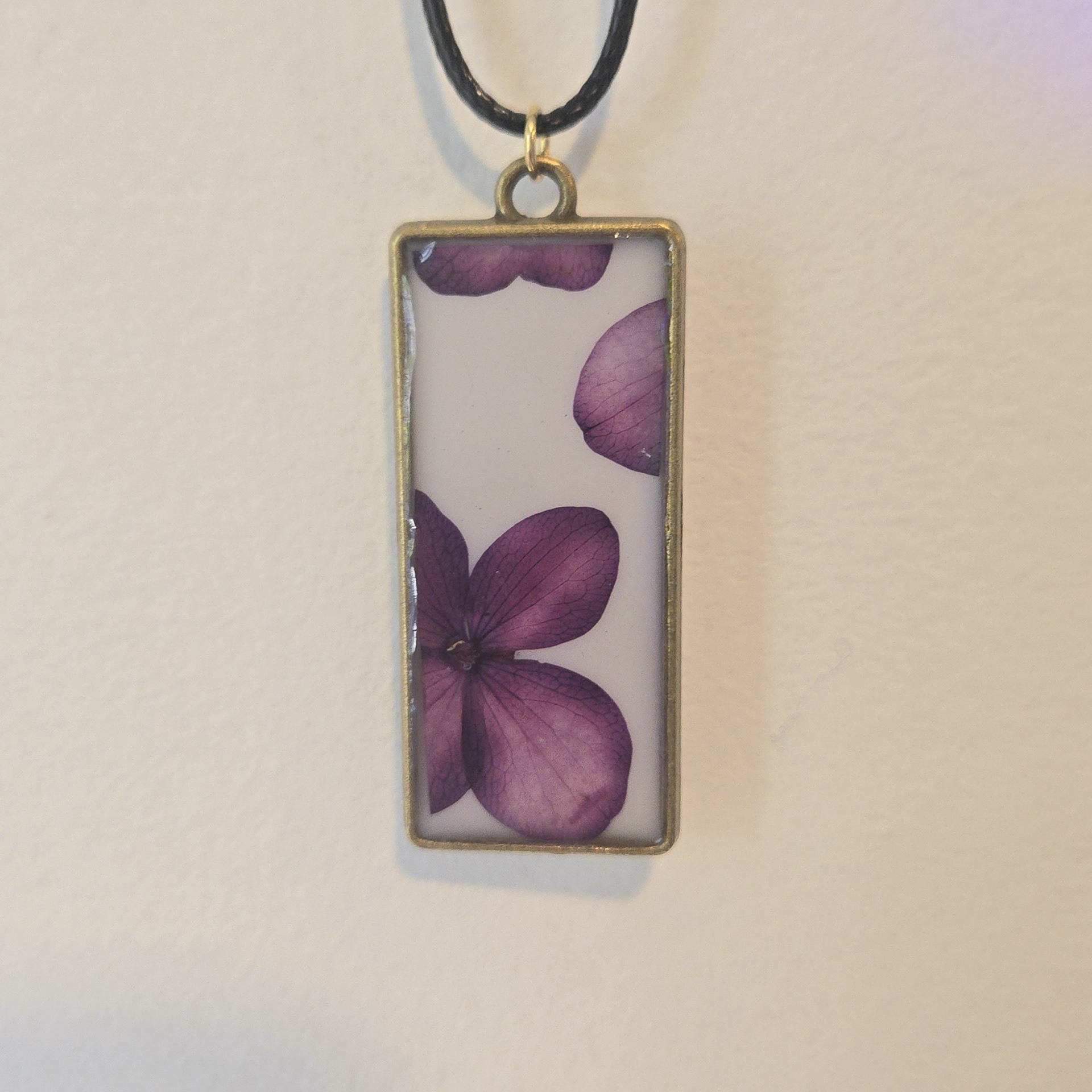 31. purple flowers in white rectangle, antique frame
