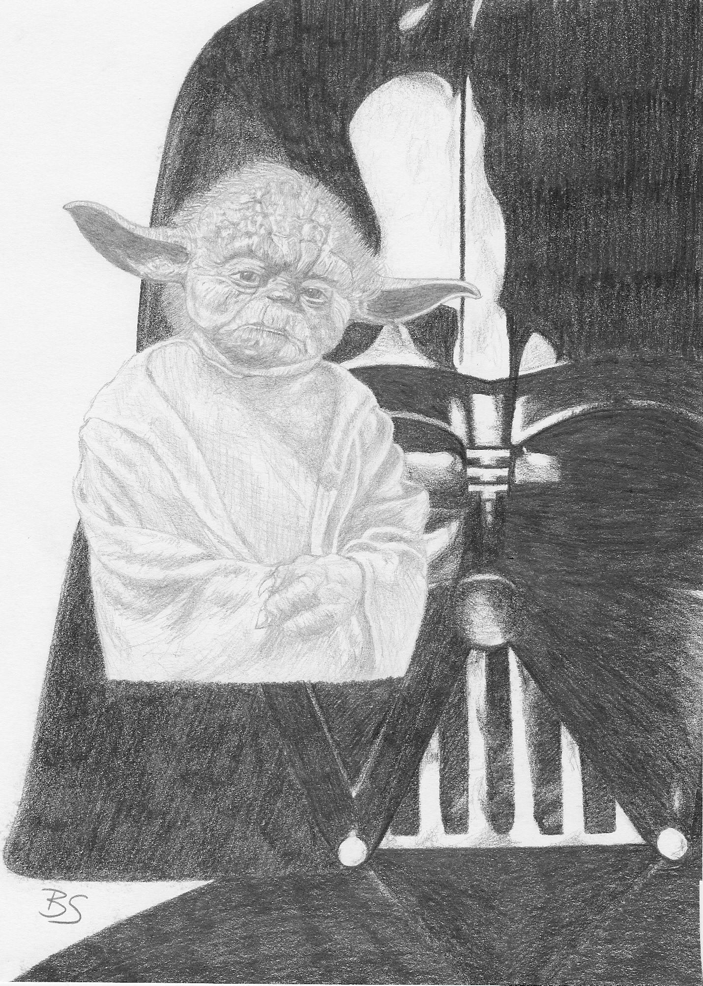 Yoda & Vader - pencil on paper