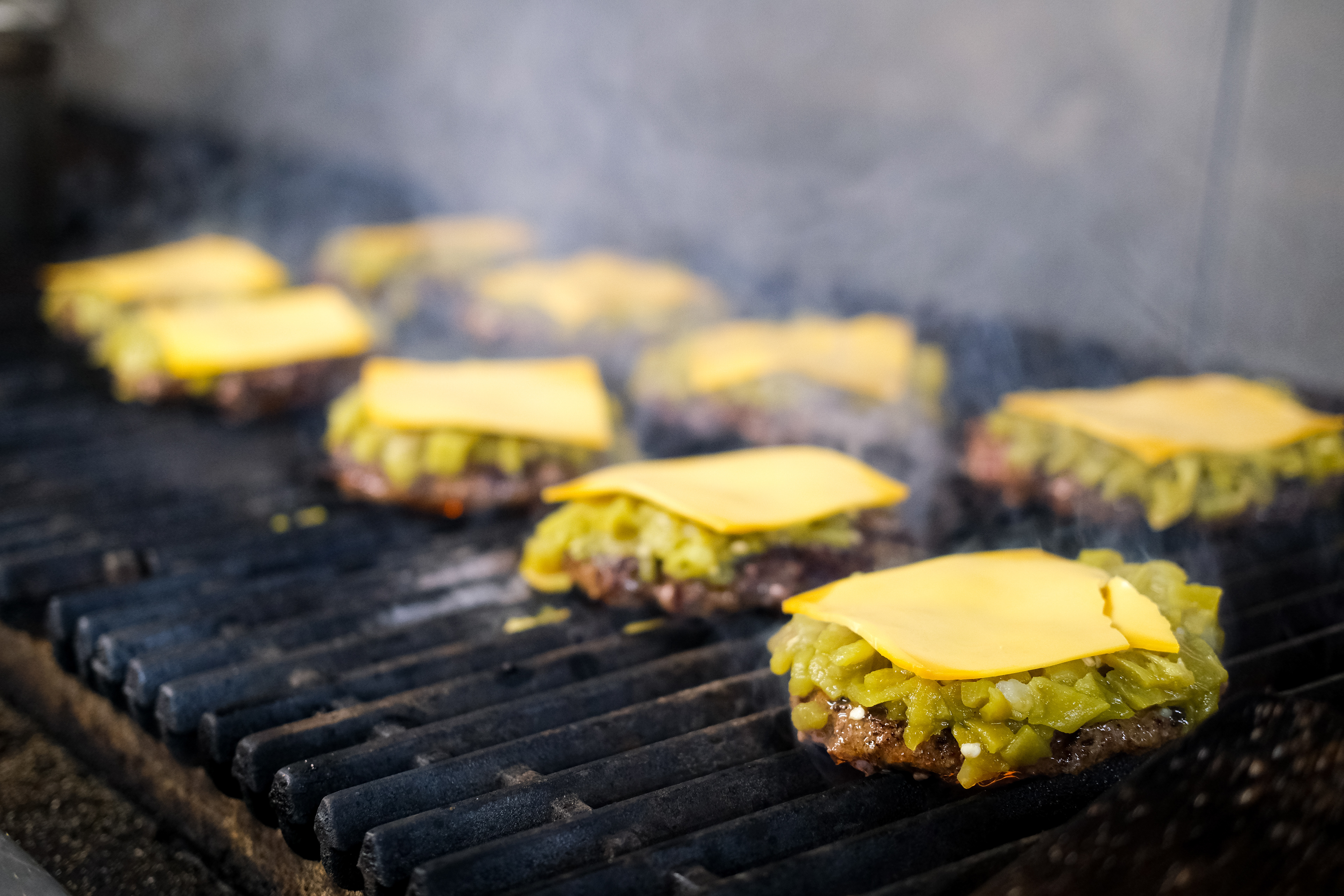 Sparky's famous green chile burgers. Hatch, New Mexico