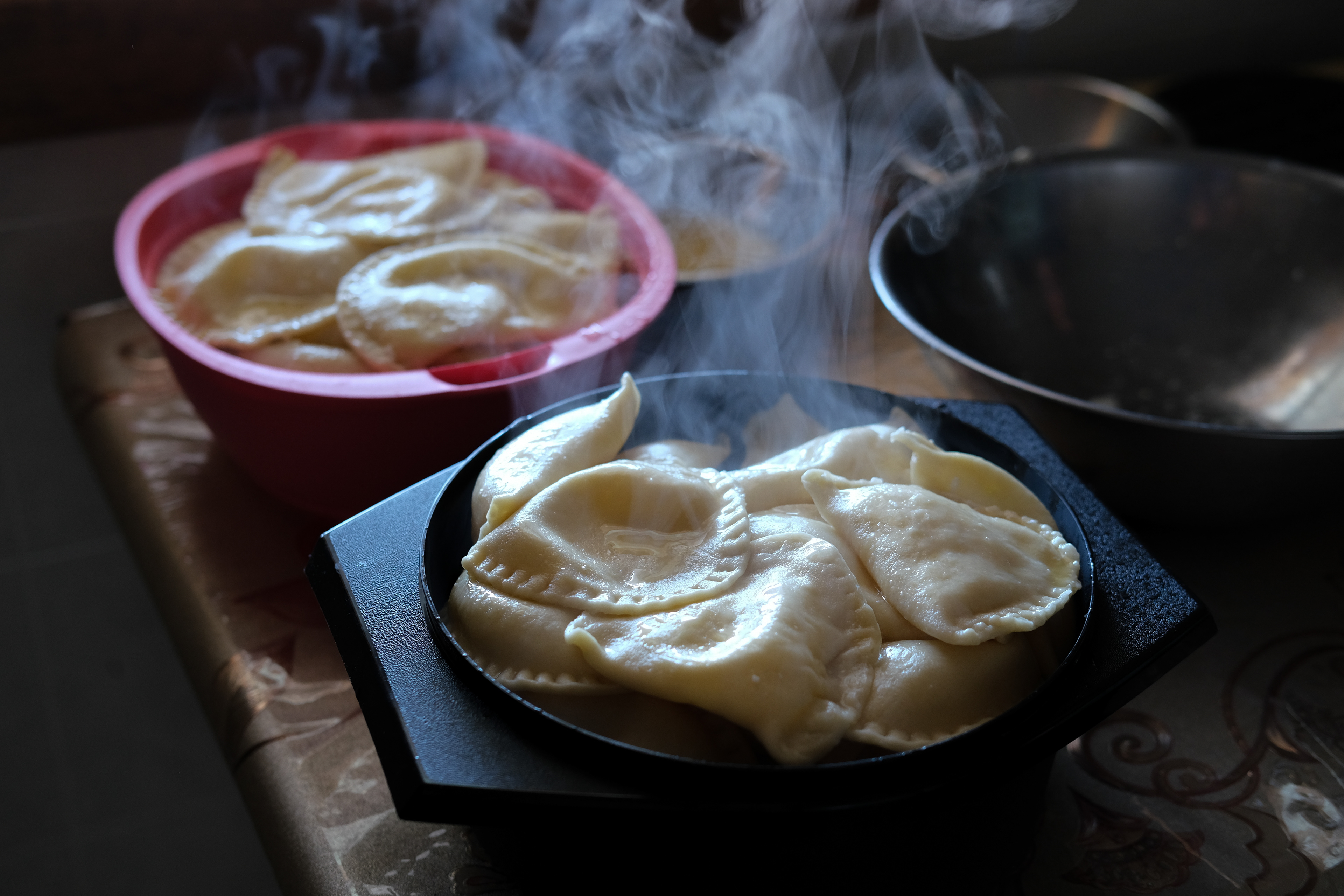 Traditional Mennonite "requeson" dumplings. Sabinal, Chihuahua