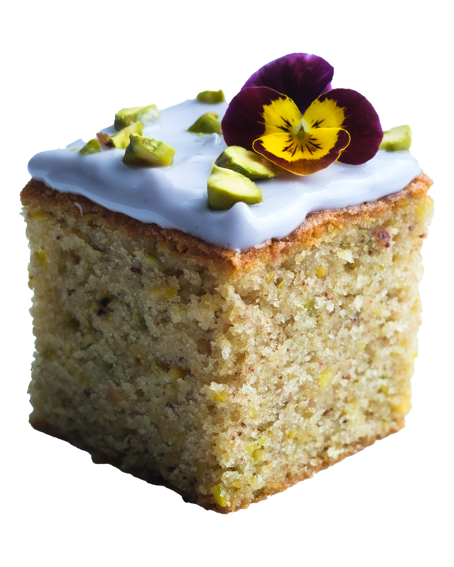 Cake met glazuur en pistache voedselfotografie Emerald Food Photography