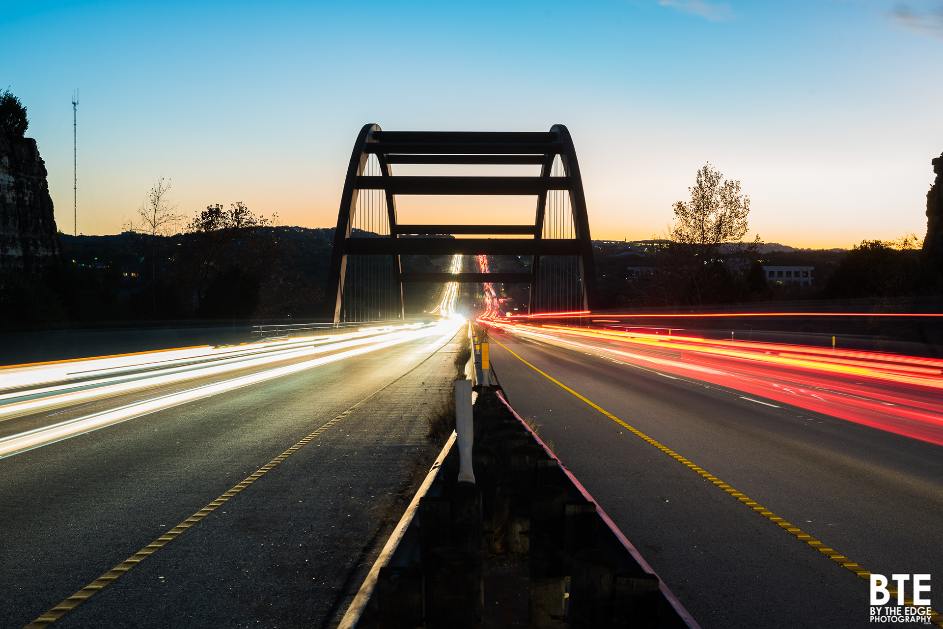 Timelapse image of cars on a bridge