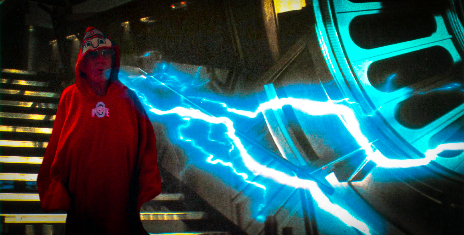 Photomanipulation of my grandma pummeling Skywalker's with her force lightning. Edited in Photoshop.