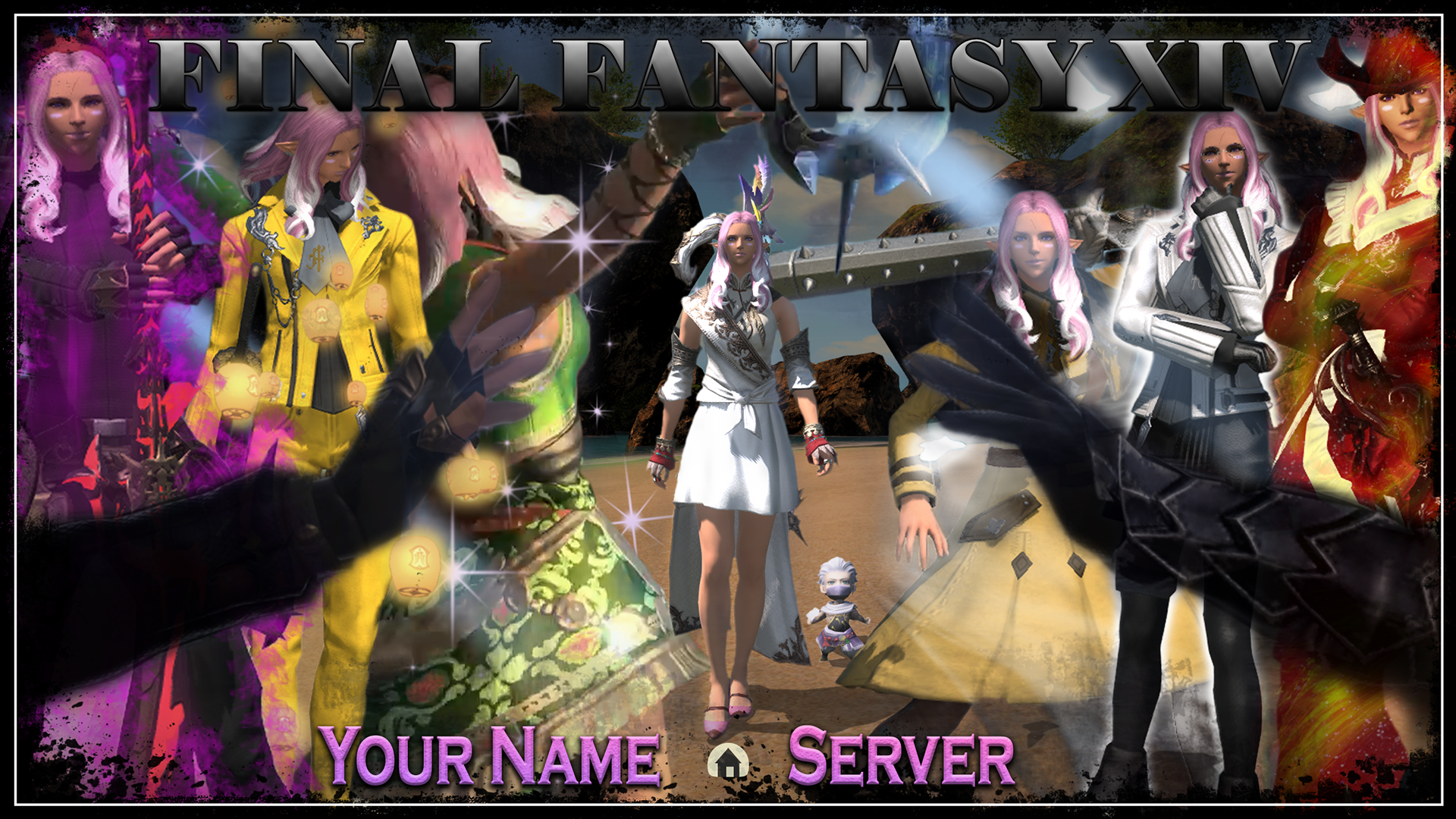 Wallpaper/Mouse pad design for Final Fantasy XIV. Designed in Photoshop.