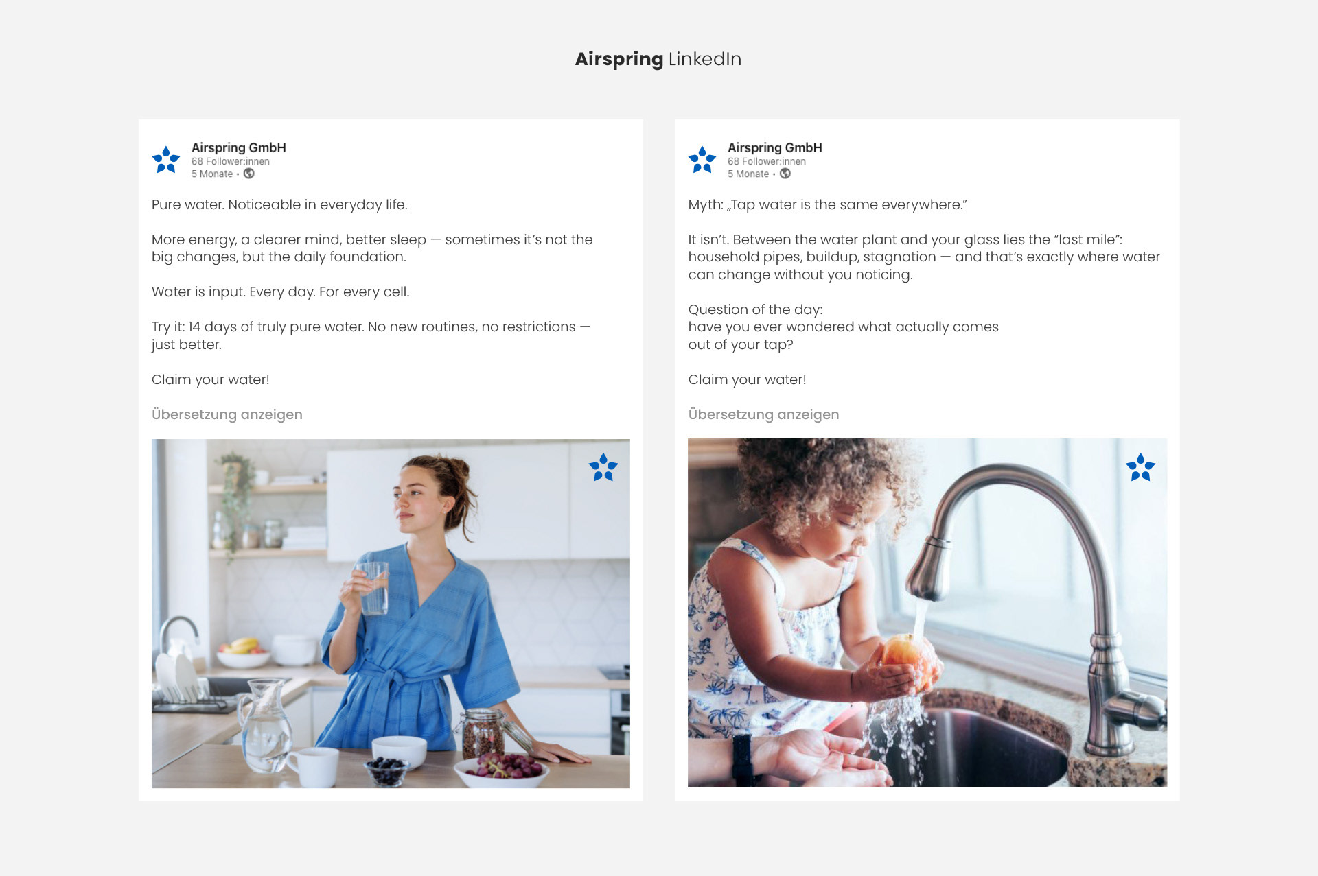 Likedin Posts für Airspring, gestaltet von Roclawski Designstudio.