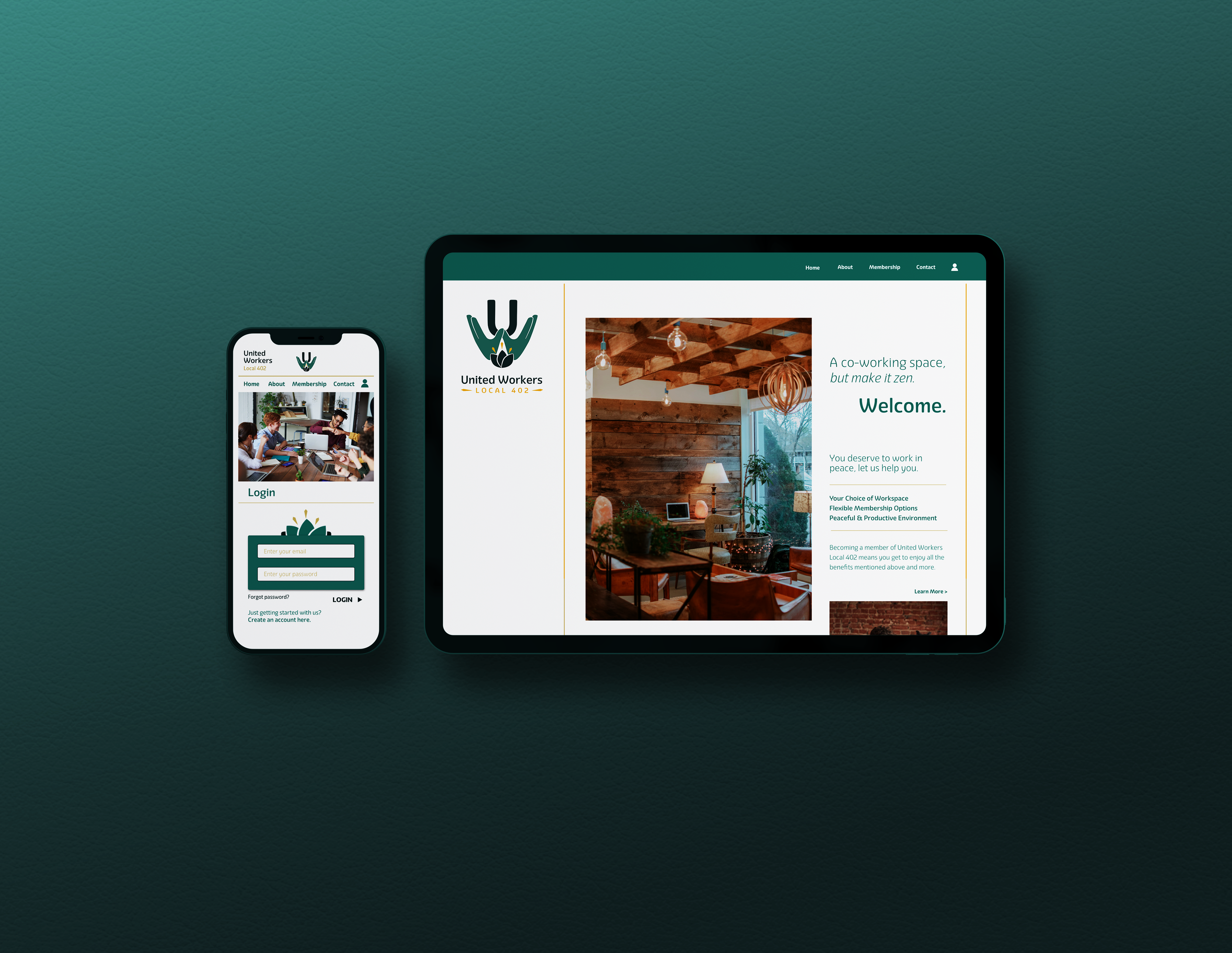 Mobile app & website on horizontal tablet view