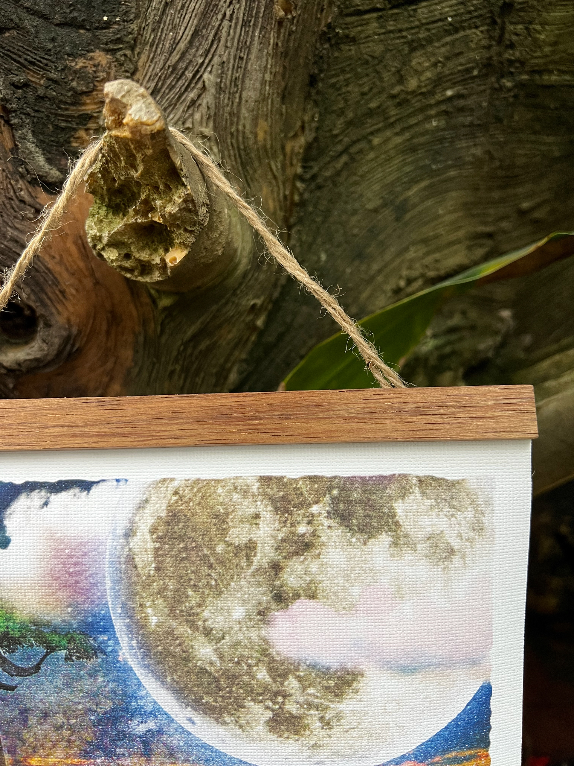 Detail shot of wood scrap material and twine
