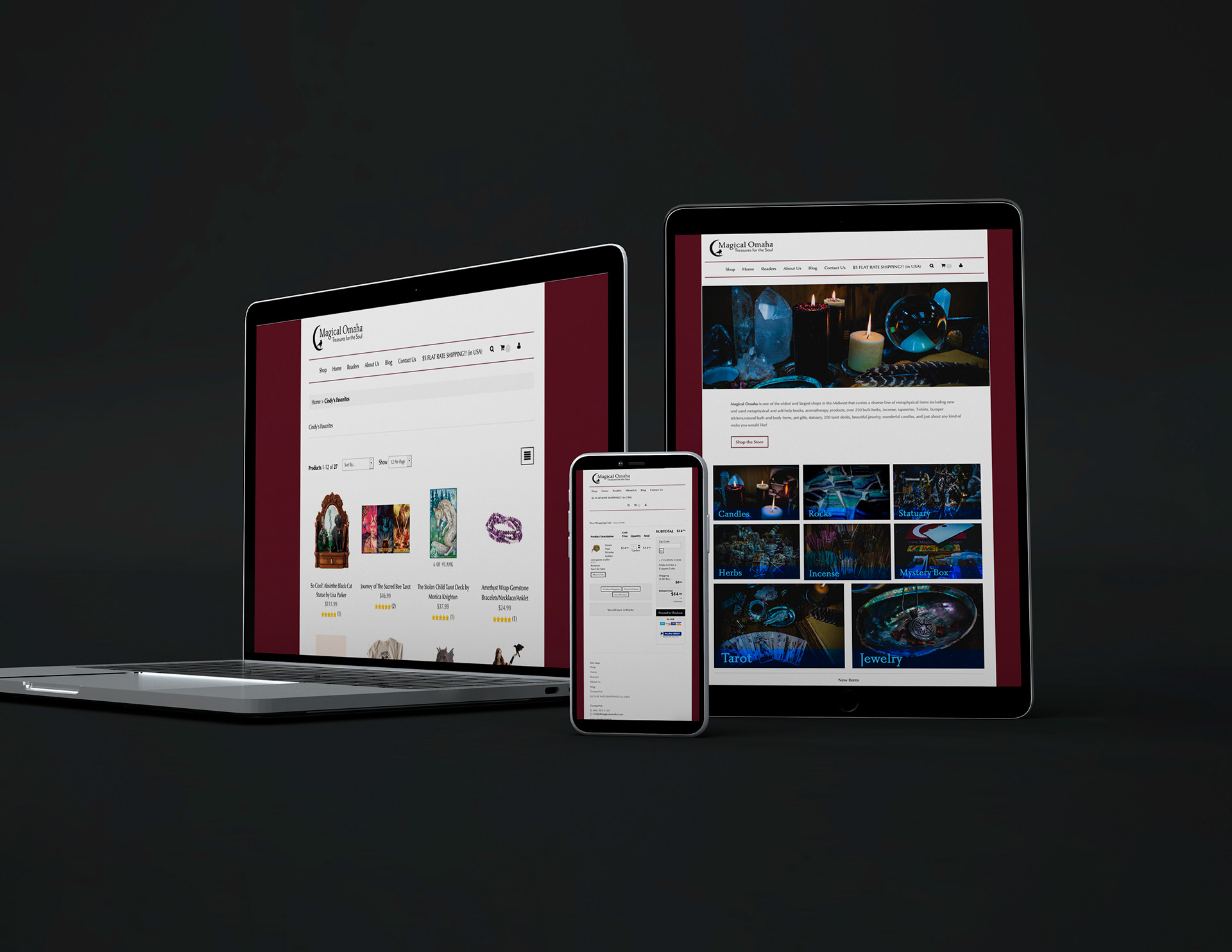 Various site pages on different devices