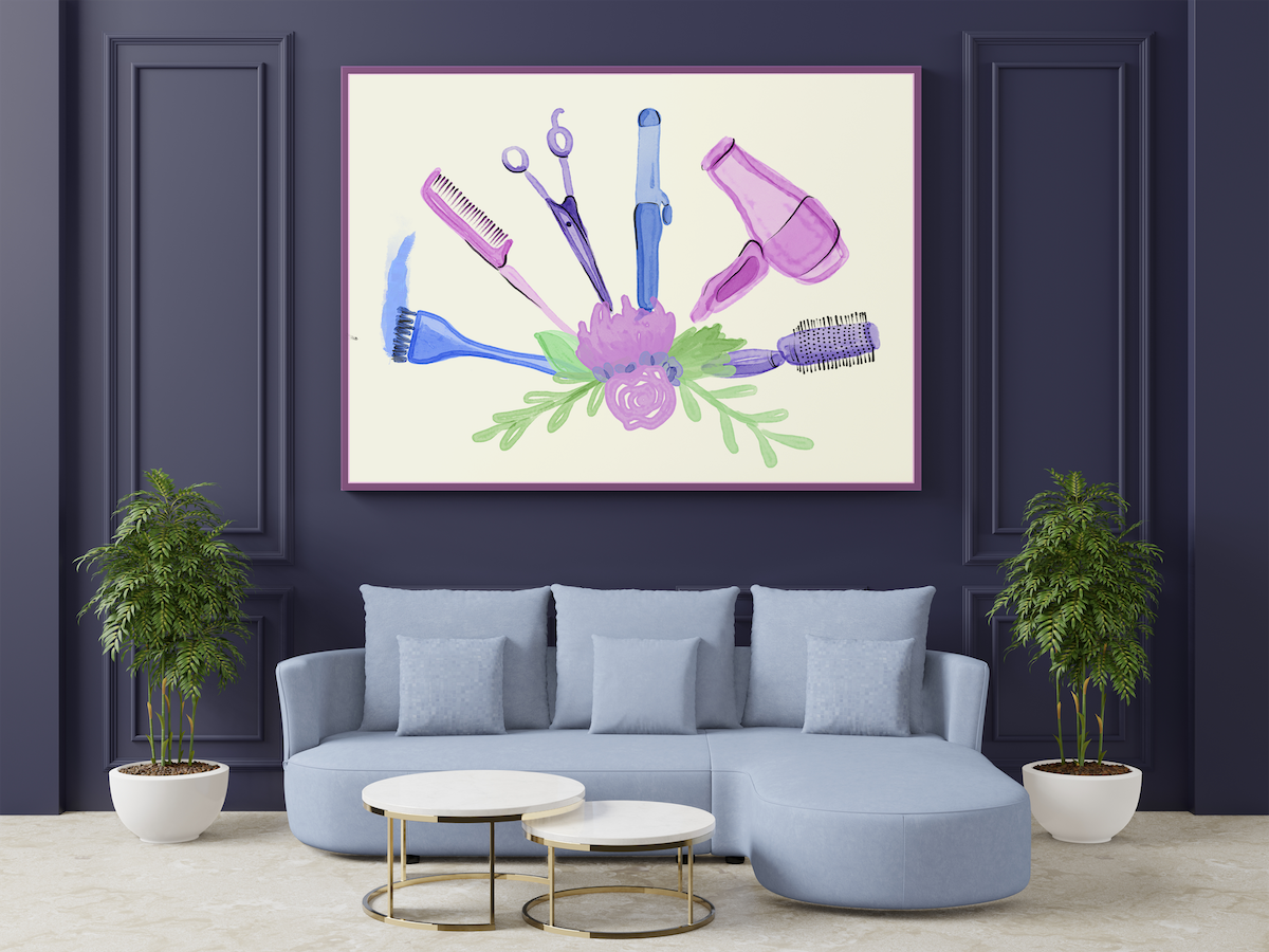 Watercolor painting for salon space