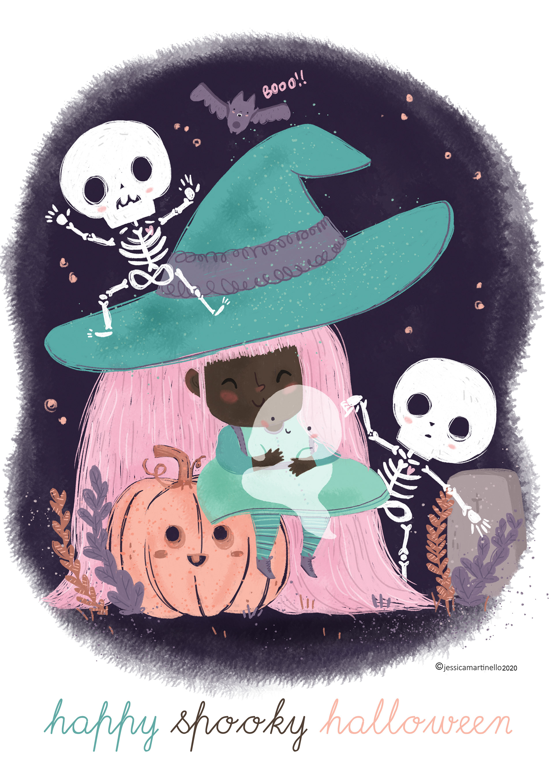 Illustration "Happy spooky halloween" by Jessica Martinello Illustrator