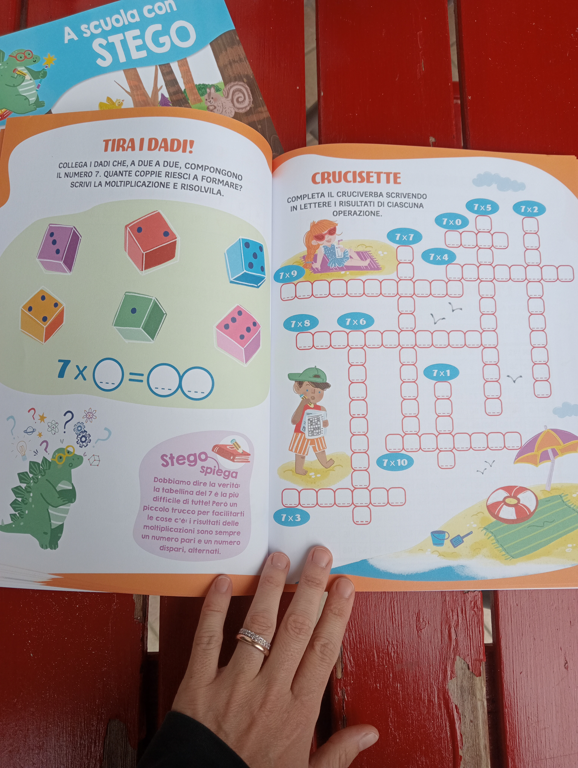 "A scuola con Stego-Le tabelline", Editoriale Scienza -Illustrations by Jessica Martinello.