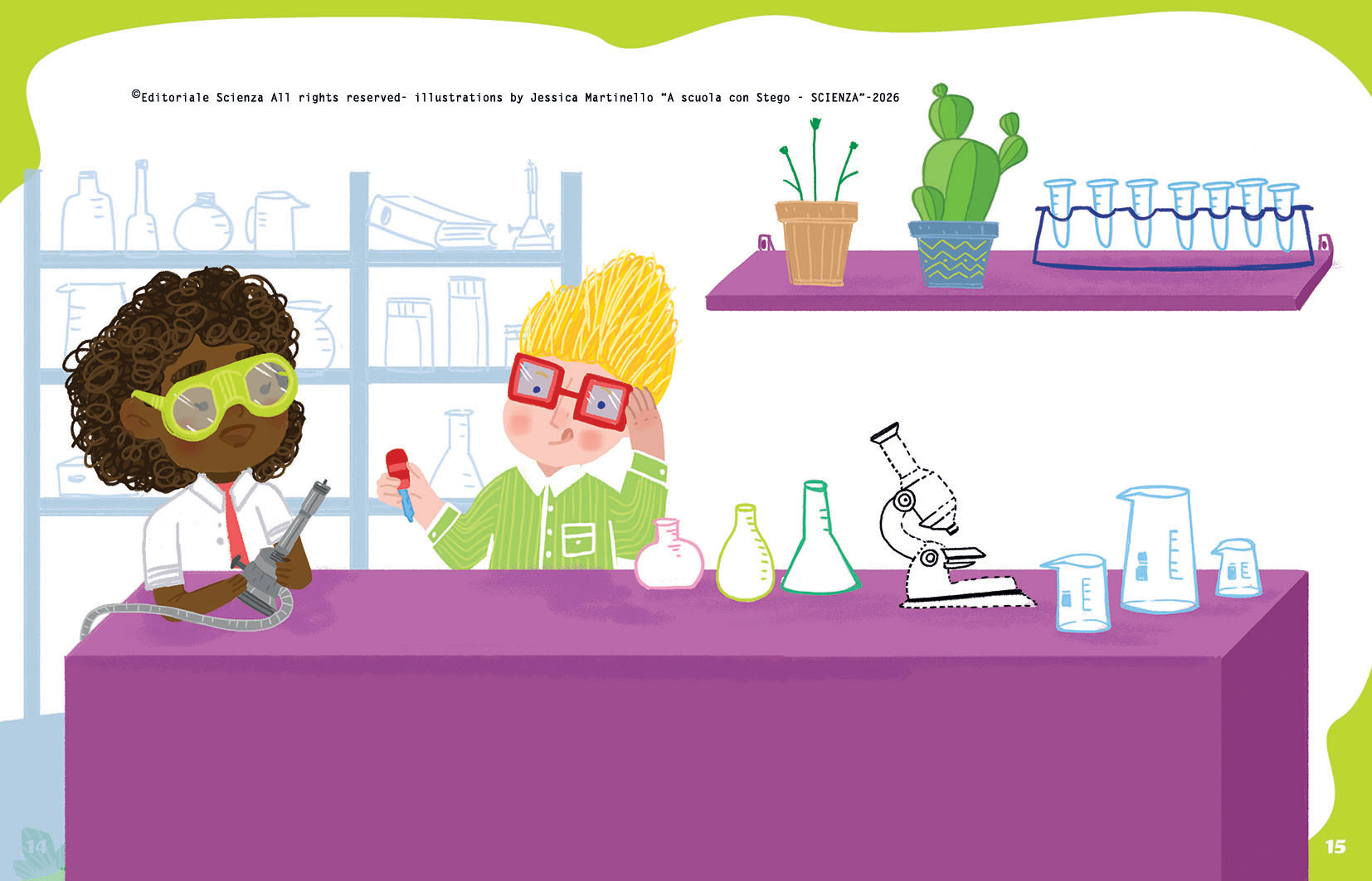 "A scuola con Stego-Scienza", Editoriale Scienza -Illustrations by Jessica Martinello.