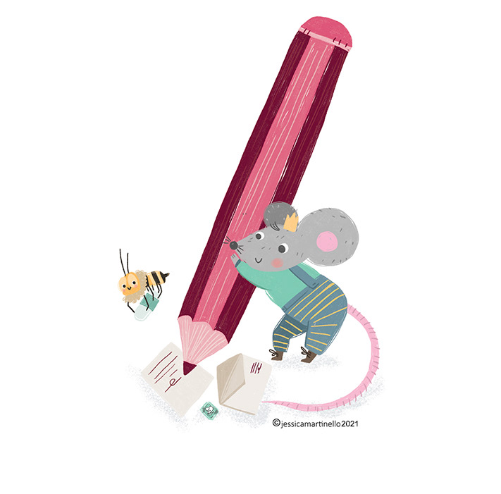 Write a letter with mice Nino. Illustration by Jessica Martinello
