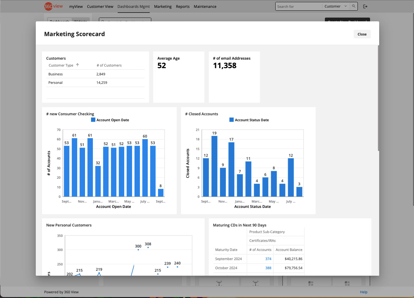 New Accounts Opened/Closed Rolling YoY