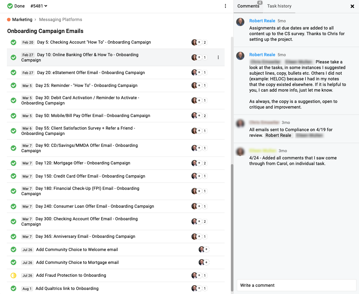 All tasks entered into ProofHub (Project Management Software)