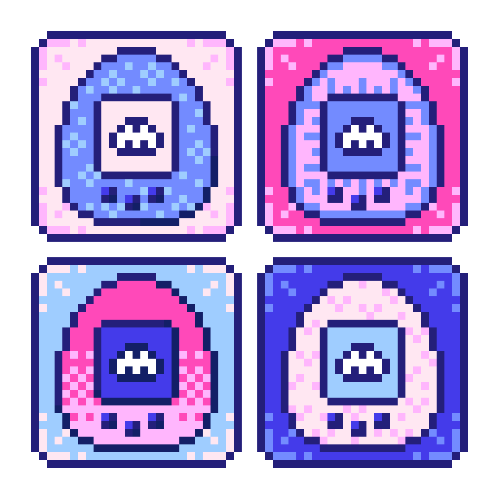 Tentative de créer le plus petit lapin en pixel possible, tout en restant reconnaissable. J'ai ensuite tourner le tout en tamagotchis.