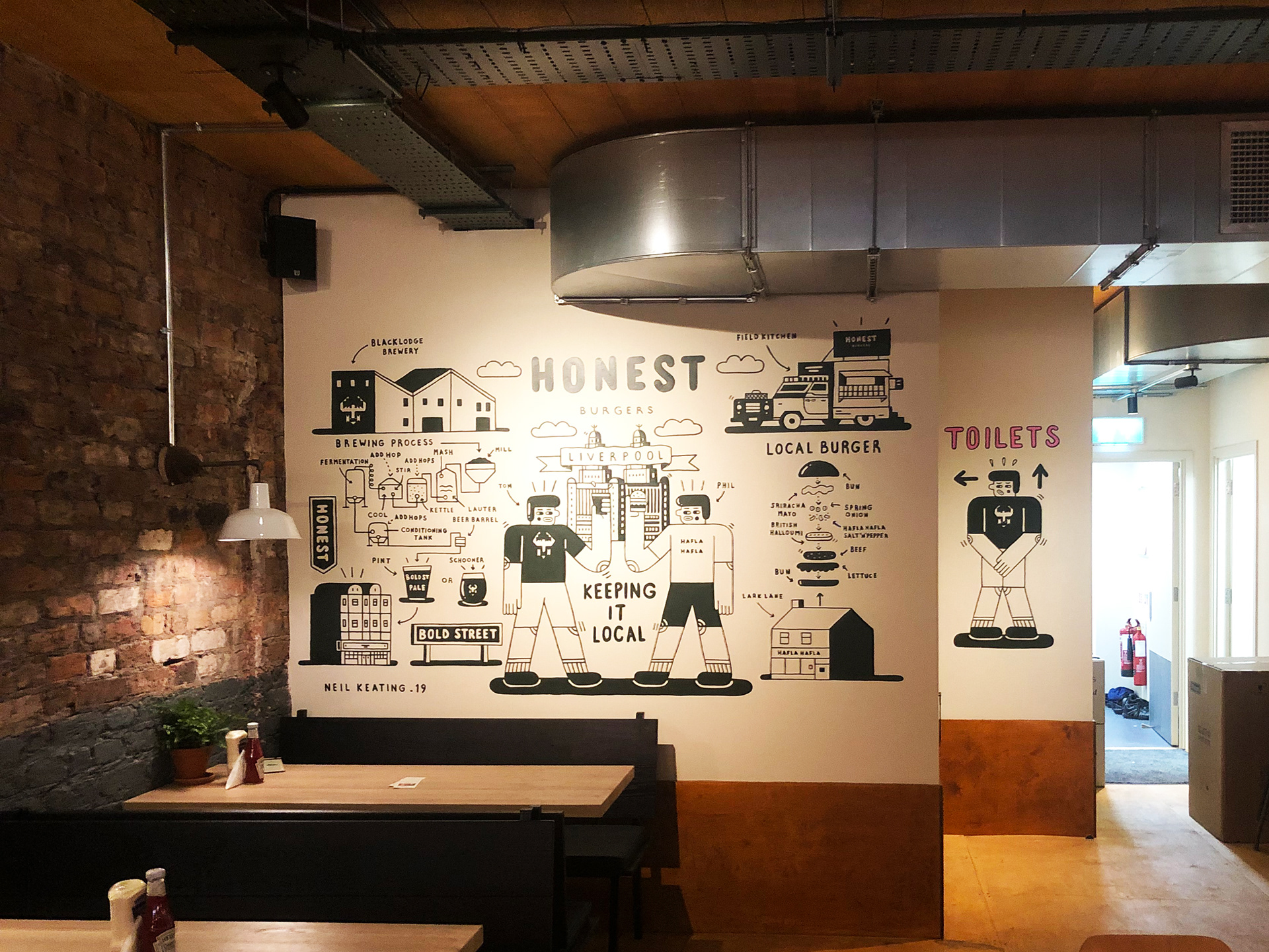 honest burger mural